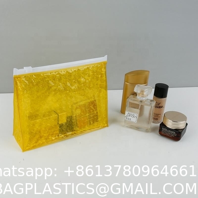 Biodegradable Sustainable Packaging Eco Friendly Waterproof Travel Makeup Bag Clear Pink Bubbles Makeup Pouch