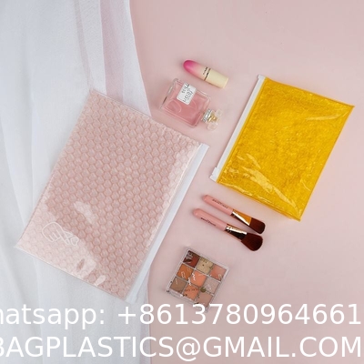 Biodegradable Sustainable Packaging Eco Friendly Waterproof Travel Makeup Bag Clear Pink Bubbles Makeup Pouch
