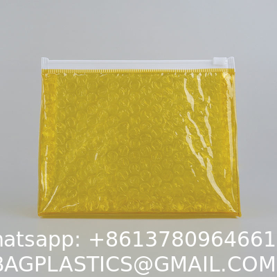 Biodegradable Sustainable Packaging Eco Friendly Waterproof Travel Makeup Bag Clear Pink Bubbles Makeup Pouch