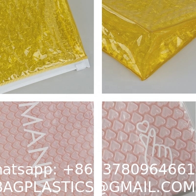 Biodegradable Sustainable Packaging Eco Friendly Waterproof Travel Makeup Bag Clear Pink Bubbles Makeup Pouch