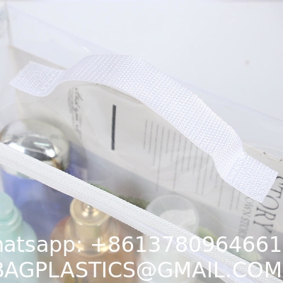 Customized Logo Design Portable Plastic Clear Transparent Makeup Cosmetic Travel Bags PVC Dry Bags With Handle