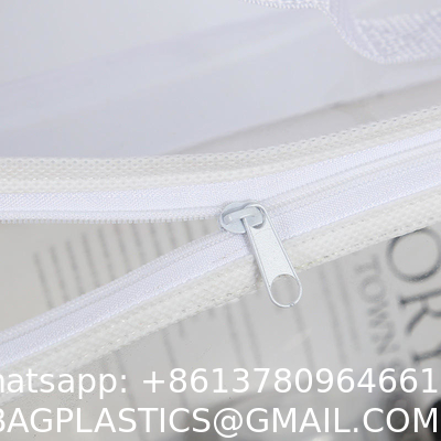 Customized Logo Design Portable Plastic Clear Transparent Makeup Cosmetic Travel Bags PVC Dry Bags With Handle