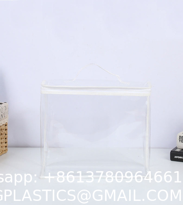 Customized Logo Design Portable Plastic Clear Transparent Makeup Cosmetic Travel Bags PVC Dry Bags With Handle