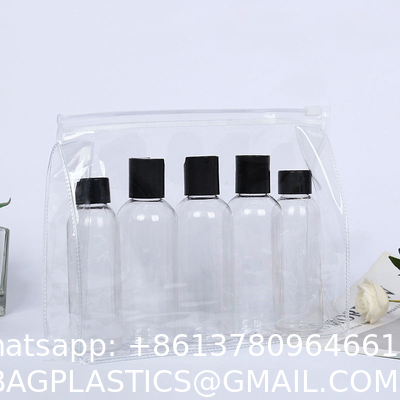 Customized Logo Design Portable Plastic Clear Transparent Makeup Cosmetic Travel Bags PVC Dry Bags With Handle