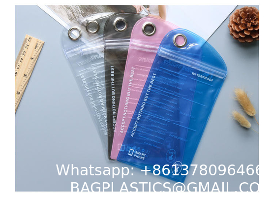 Custom Own Logo Hanging Design Resealable Ziplock Plastic PVC Bags Portable Waterproof Phone Pouch With Zipper