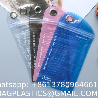 Custom Logo Printed Colored Black Clear PVC Ziplock Storage Bag Jewelry Phone Makeup Bag Wash With Hole Hanging