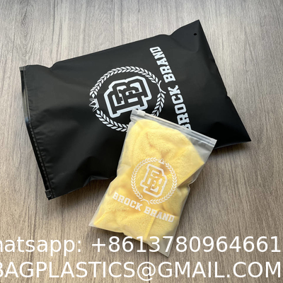 Custom Matte/Frosted Biodegradable Plastic Packaging Zipper Bags, T Shirt Swimwear Zip Lock Clothing Bags With Logo
