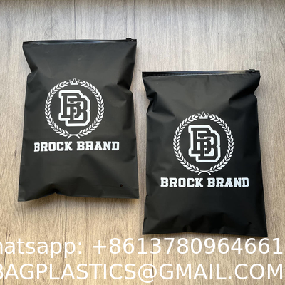 Custom Matte/Frosted Biodegradable Plastic Packaging Zipper Bags, T Shirt Swimwear Zip Lock Clothing Bags With Logo
