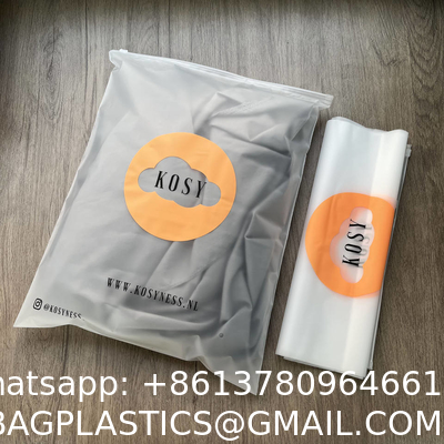 Custom Matte/Frosted Biodegradable Plastic Packaging Zipper Bags, T Shirt Swimwear Zip Lock Clothing Bags With Logo