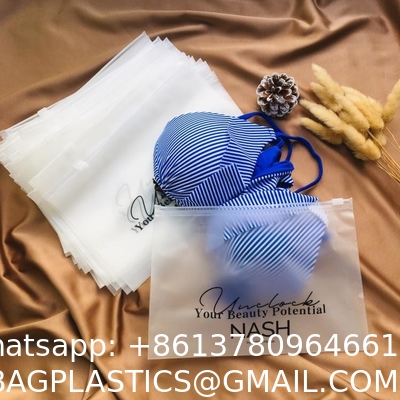 Custom Logo Resealable Frosted Zip Lock Bag Dress Cosmetics Wig Swimsuit Packaging Bag Zipper Bags For Cloth