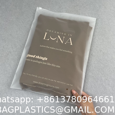 Custom Logo Resealable Frosted Zip Lock Bag Dress Cosmetics Wig Swimsuit Packaging Bag Zipper Bags For Cloth