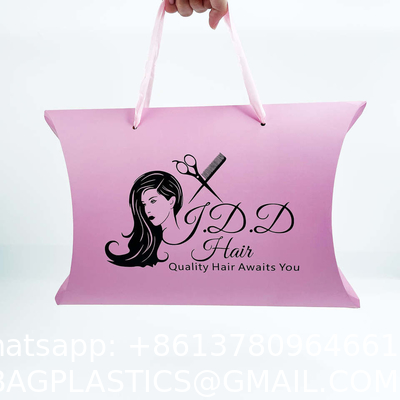 Wholesale Personalised Custom Logo Satin Drawstring Bag Hair Bundle Packaging Box And Bags