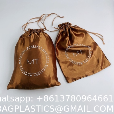 Wholesale Personalised Custom Logo Satin Drawstring Bag Hair Bundle Packaging Box And Bags