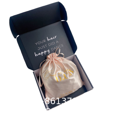 Wholesale Personalised Custom Logo Satin Drawstring Bag Hair Bundle Packaging Box And Bags