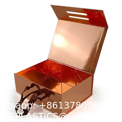 Luxury Customize Logo Printed Magnetic Gift Box With Ribbon Handle Folding Apparel Gift Box with Ribbon