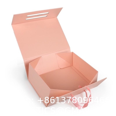 Luxury Customize Logo Printed Magnetic Gift Box With Ribbon Handle Folding Apparel Gift Box with Ribbon