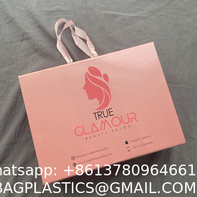 Luxury Customize Logo Printed Magnetic Gift Box With Ribbon Handle Folding Apparel Gift Box with Ribbon