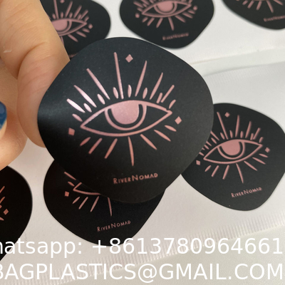 China Factory WholeSale Waterproof Custom Label Special Shape Black Rose Gold Logo Adhesive Stickers
