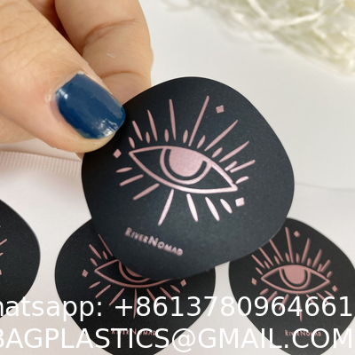 China Factory WholeSale Waterproof Custom Label Special Shape Black Rose Gold Logo Adhesive Stickers
