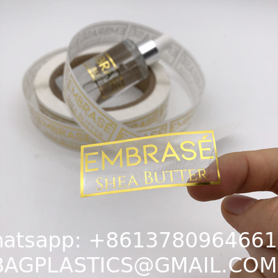 MOQ Custom Good Quality Transparent Gold Printing Waterproof Die Cut Logo Stickers For Cosmetics