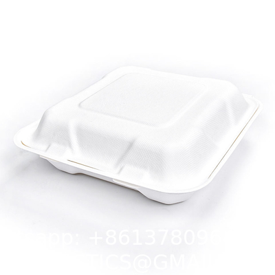 Takeout Takeaway Good Eco Sugarcane 800ml Lunch Box Clamshell Disposable Biodegradable Food Containers With Custom Logo