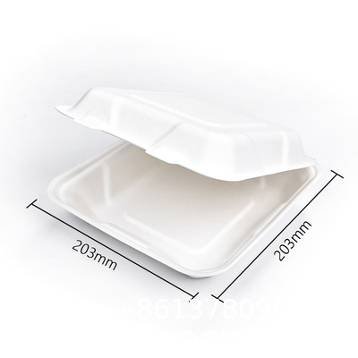 Takeout Takeaway Good Eco Sugarcane 800ml Lunch Box Clamshell Disposable Biodegradable Food Containers With Custom Logo