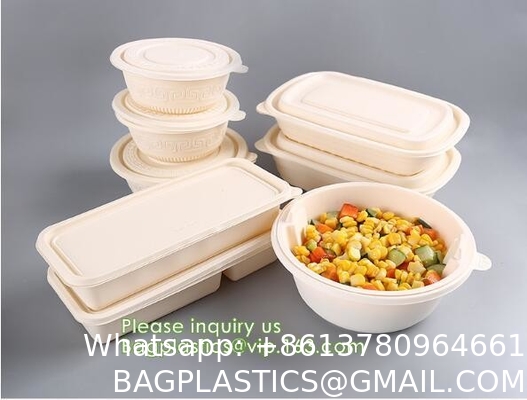 Takeout Takeaway Good Eco Sugarcane 800ml Lunch Box Clamshell Disposable Biodegradable Food Containers With Custom Logo