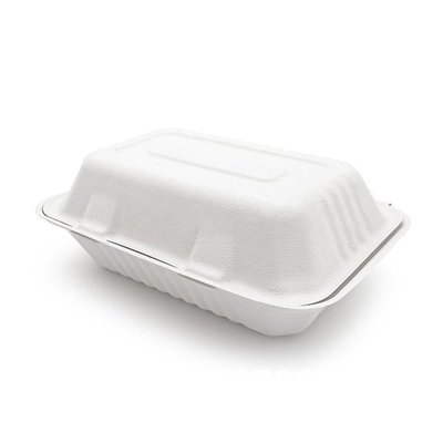 Custom 6x6 Inch Take Away Lunch Packing Fast Food Container Biodegradable Clamshell Bagasse Hamburger Sugarcane Burger