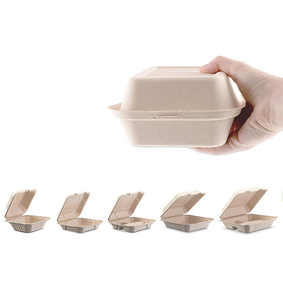 6-10 Inch 9x6 Biodegradable Disposable Fast Food Packaging Sugarcane Lunch Food Container Takeaway Box