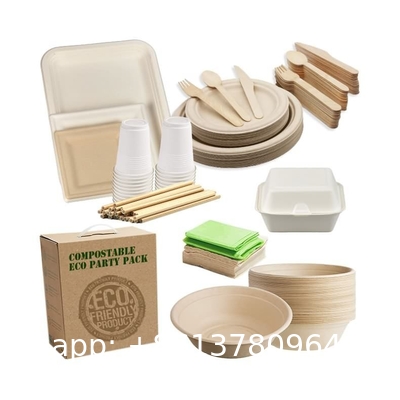 Biodegradables Disposable Biodegradable Bagasse Sugarcane Paper Plates And Cups Tableware Dinnerware Set