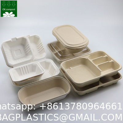 Custom Biodegradable Sugarcane Bagasse Pulp Fiber Fast Food Packing Paper Box Bio Degradable Takeaway To Go Container