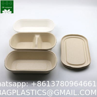 Custom Biodegradable Sugarcane Bagasse Pulp Fiber Fast Food Packing Paper Box Bio Degradable Takeaway To Go Container