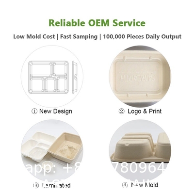 Custom Biodegradable Sugarcane Bagasse Pulp Fiber Fast Food Packing Paper Box Bio Degradable Takeaway To Go Container