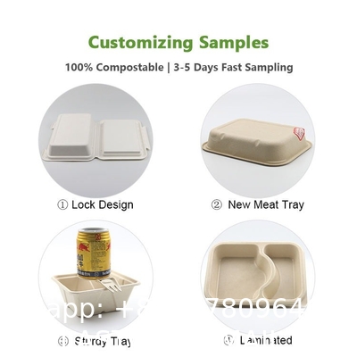 Custom Biodegradable Sugarcane Bagasse Pulp Fiber Fast Food Packing Paper Box Bio Degradable Takeaway To Go Container