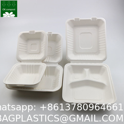 Custom Biodegradable Sugarcane Bagasse Pulp Fiber Fast Food Packing Paper Box Bio Degradable Takeaway To Go Container