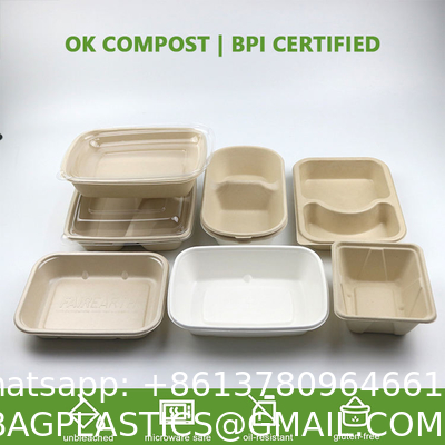 Custom Biodegradable Sugarcane Bagasse Pulp Fiber Fast Food Packing Paper Box Bio Degradable Takeaway To Go Container