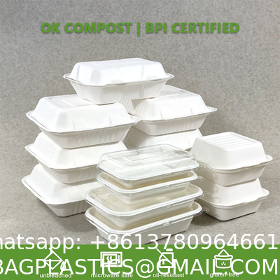 Custom Biodegradable Sugarcane Bagasse Pulp Fiber Fast Food Packing Paper Box Bio Degradable Takeaway To Go Container