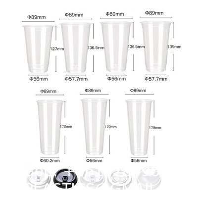 OEM Custom Logo 100% Bio Compostable PLA Transparent Cups Smoothie Beer Wine Beverage Ice CE Cold Disposable Drink To