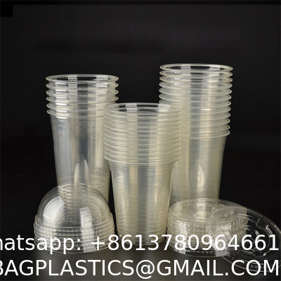 OEM Custom Logo 100% Bio Compostable PLA Transparent Cups Smoothie Beer Wine Beverage Ice CE Cold Disposable Drink To