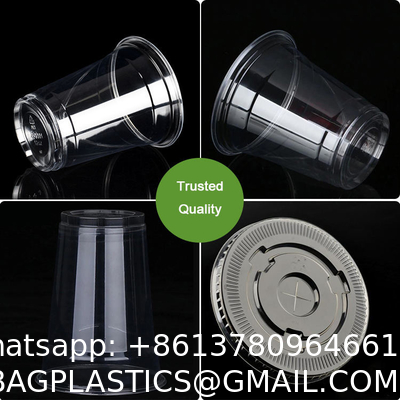OEM Custom Logo 100% Bio Compostable PLA Transparent Cups Smoothie Beer Wine Beverage Ice CE Cold Disposable Drink To