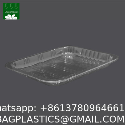 OEM Service 100% PLA Biodegradable Disposable Plastic Food Plates Round Dish Meat Trays Bioplastic Sushi Trays