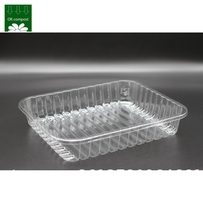 OEM Service 100% PLA Biodegradable Disposable Plastic Food Plates Round Dish Meat Trays Bioplastic Sushi Trays
