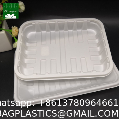 OEM Service 100% PLA Biodegradable Disposable Plastic Food Plates Round Dish Meat Trays Bioplastic Sushi Trays