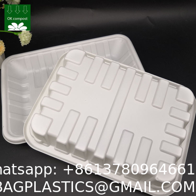 OEM Service 100% PLA Biodegradable Disposable Plastic Food Plates Round Dish Meat Trays Bioplastic Sushi Trays
