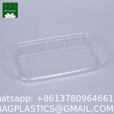 OEM Service 100% PLA Biodegradable Disposable Plastic Food Plates Round Dish Meat Trays Bioplastic Sushi Trays