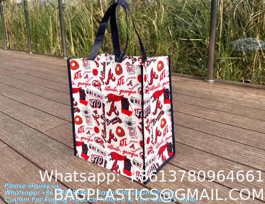 Advertise Tote Bag Customized Logo Large Capacity Rpet Laminated Tote Bag Fashion Shopping Bag Eco-Friendly Cartoon Non Woven Shopping Bag Lightweight Rept Tote Laminated Handled Bag