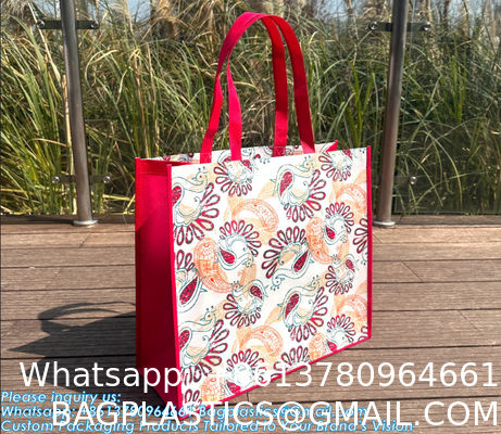 Advertise Tote Bag Customized Logo Large Capacity Rpet Laminated Tote Bag Fashion Shopping Bag Eco-Friendly Cartoon Non Woven Shopping Bag Lightweight Rept Tote Laminated Handled Bag