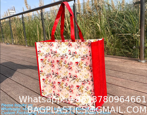 Advertise Tote Bag Customized Logo Large Capacity Rpet Laminated Tote Bag Fashion Shopping Bag Eco-Friendly Cartoon Non Woven Shopping Bag Lightweight Rept Tote Laminated Handled Bag