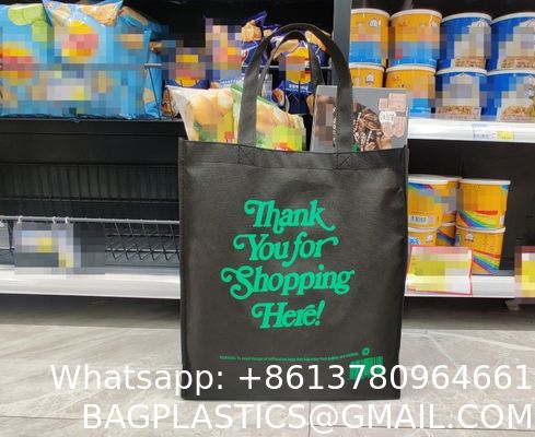 Reusable Grocery Bags Large Non Woven Shopping Bags Foldable Portable Tote Custom Eco-Friendly Tote Bag With Logo Printing Fashionable Handled Non-Woven Advertising Packing Gift Use