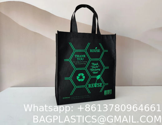 Reusable Grocery Bags Large Non Woven Shopping Bags Foldable Portable Tote Custom Eco-Friendly Tote Bag With Logo Printing Fashionable Handled Non-Woven Advertising Packing Gift Use